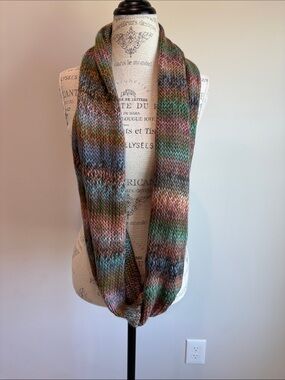 Garage Multicolor Knit Infinity Scarf - Green, Brown, Pink, Blue